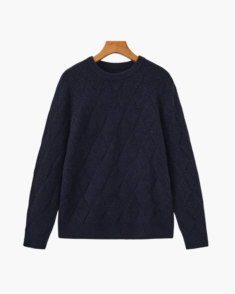 Diamond Knit Pullover mit Rundhals