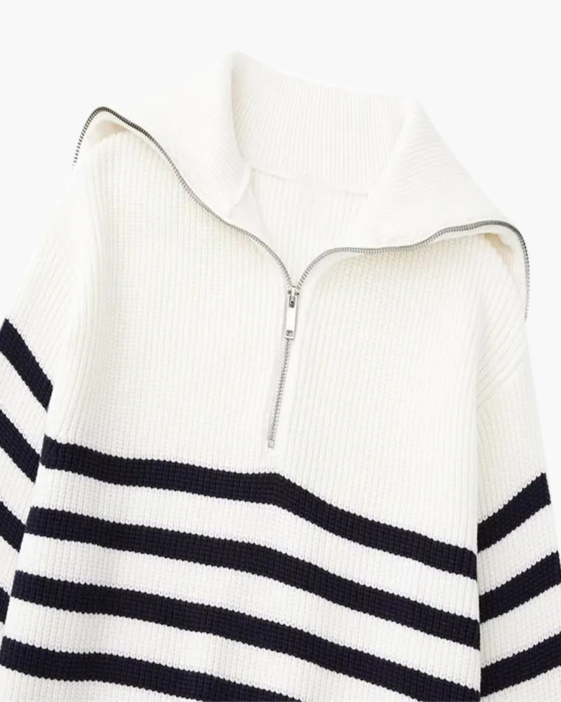 Gestreifter Zip Up Pullover