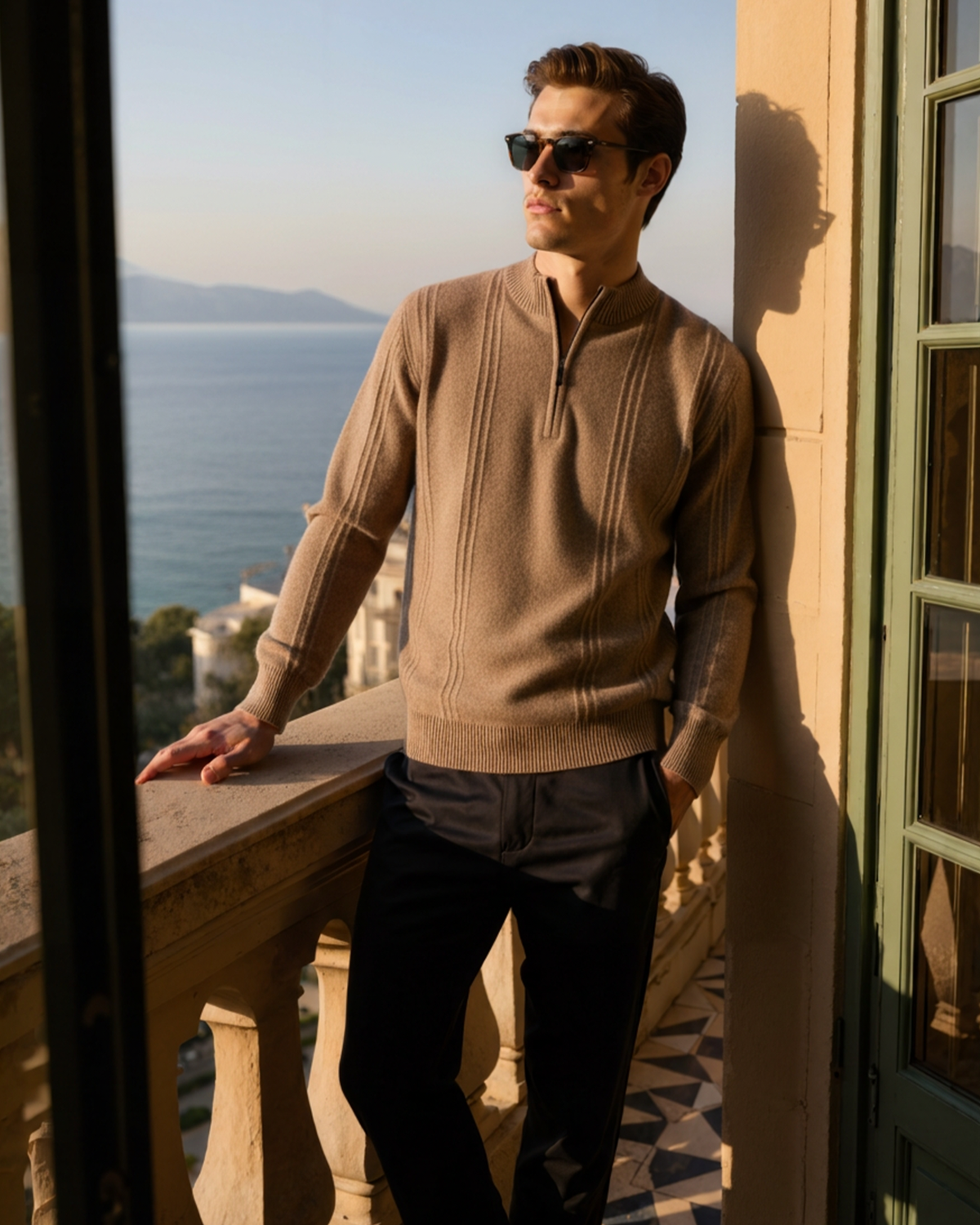 100% Kaschmir Rippstrick Half Zip