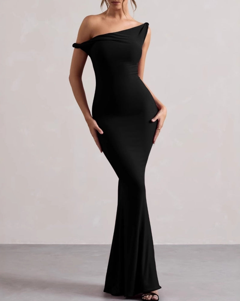 Langes One-Shoulder Bodycon Kleid