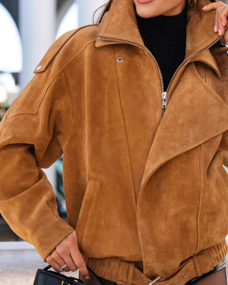 Vintage Wildlederjacke mit Drapierung