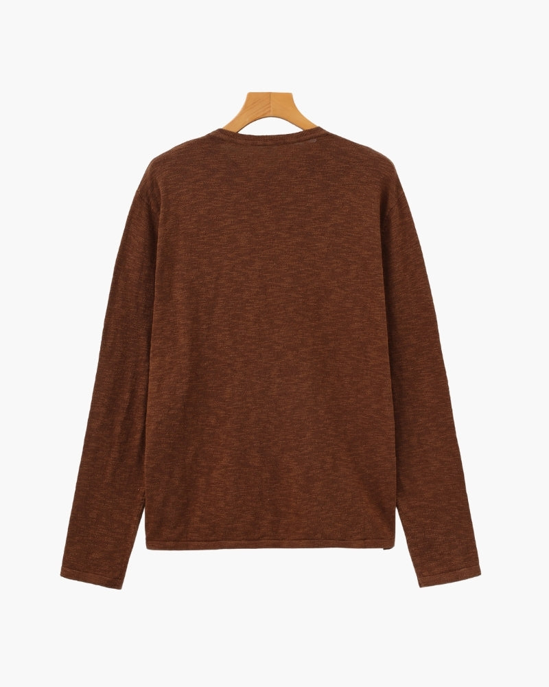 Leinen-Baumwoll Essential Pullover mit Rundhals