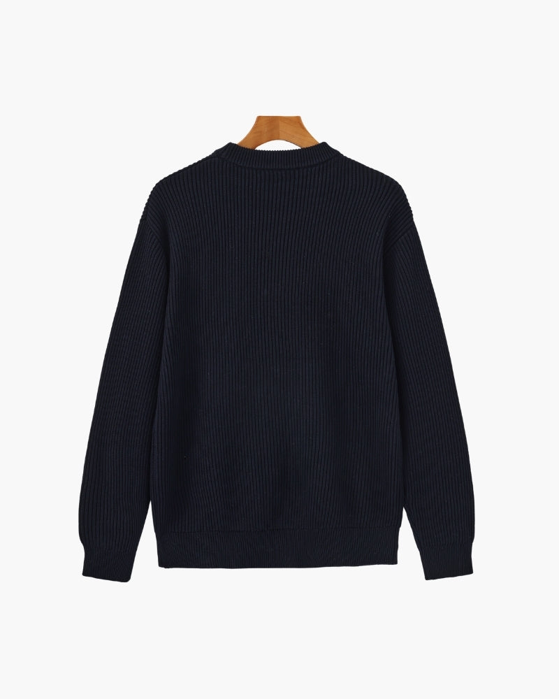 Rippstrick Pullover mit Rundhals