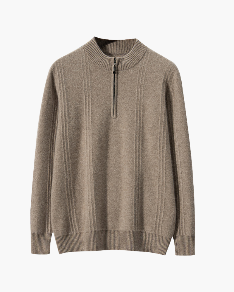 100% Kaschmir Rippstrick Half Zip