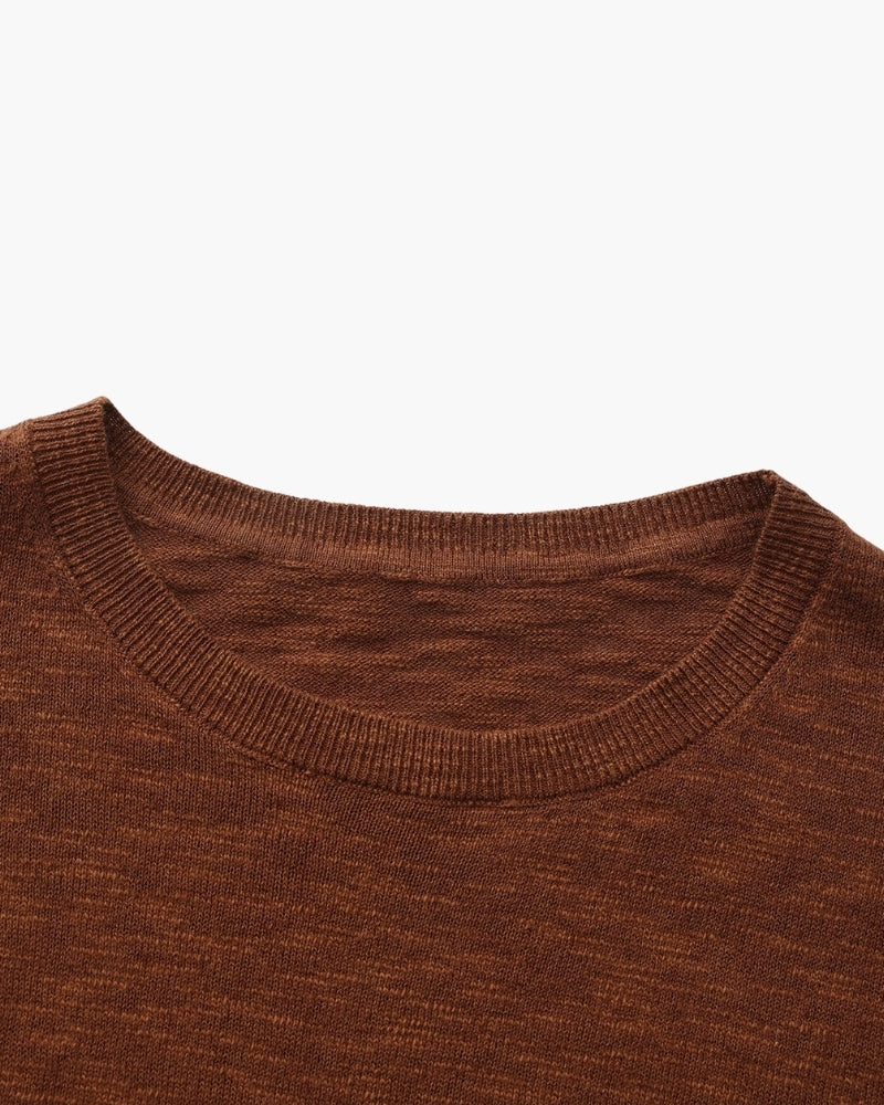 Leinen-Baumwoll Essential Pullover mit Rundhals