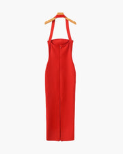 Maxikleid mit Neckholder in Slim Fit