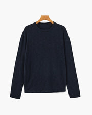 Leinen-Baumwoll Essential Pullover mit Rundhals