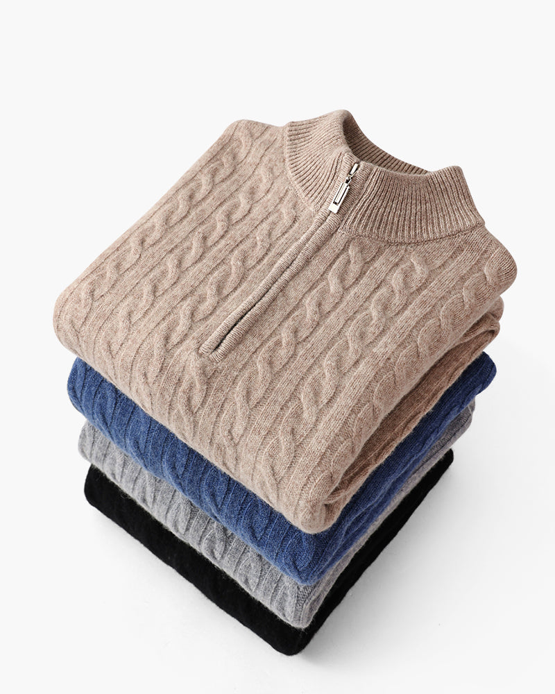 100% Kaschmir Gewebter Half Zip