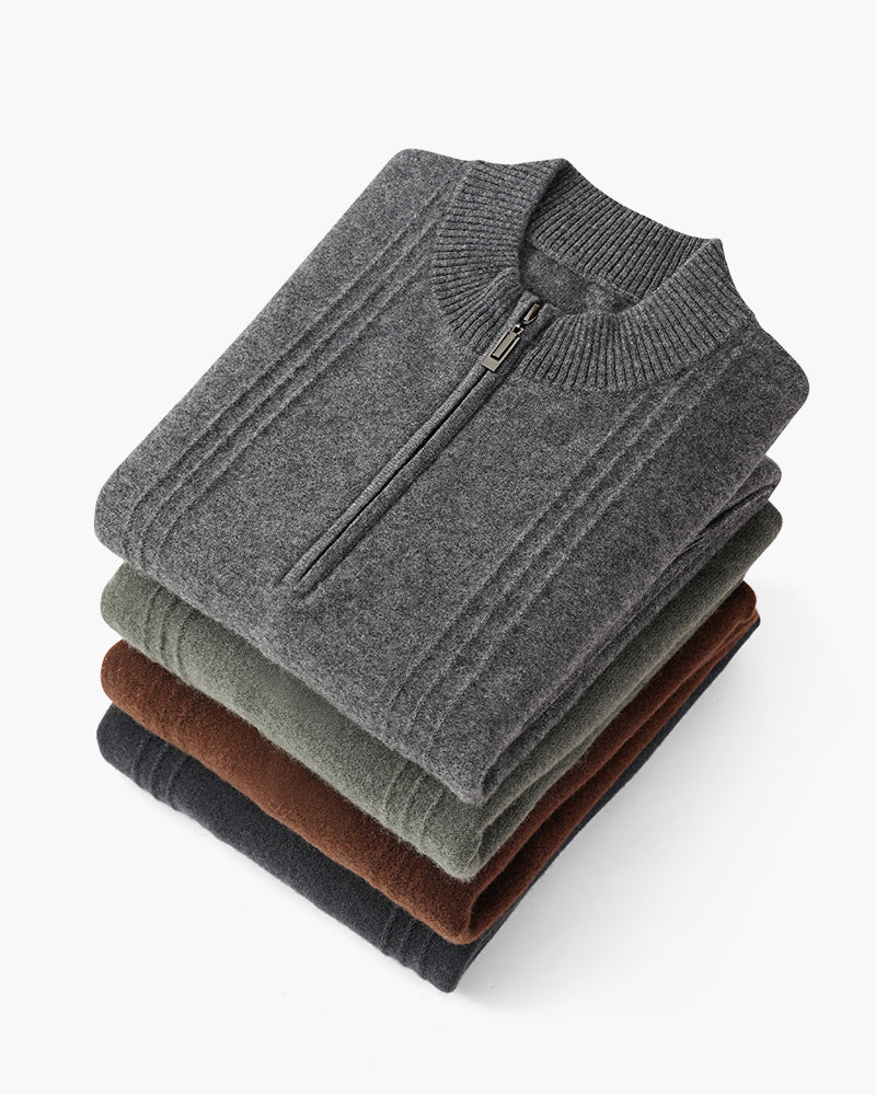 100% Kaschmir Rippstrick Half Zip