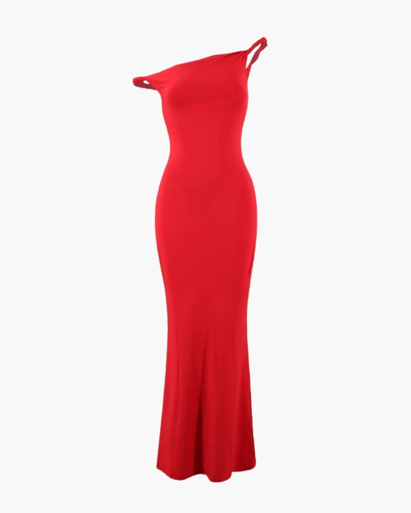 Langes One-Shoulder Bodycon Kleid