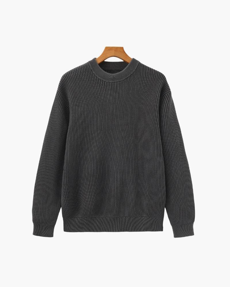 Rippstrick Pullover mit Rundhals