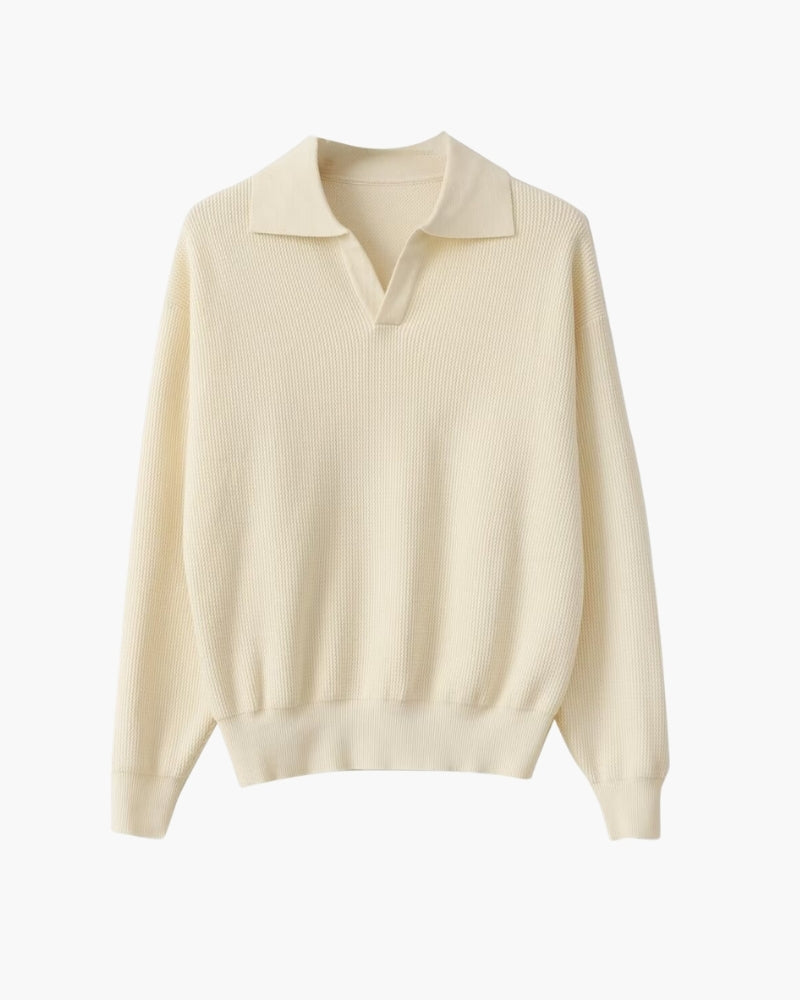 Strukturierter Strick-Polopullover