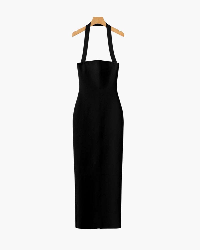 Maxikleid mit Neckholder in Slim Fit