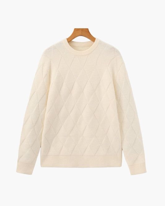 Diamond Knit Pullover mit Rundhals