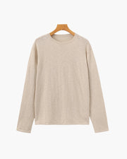 Leinen-Baumwoll Essential Pullover mit Rundhals