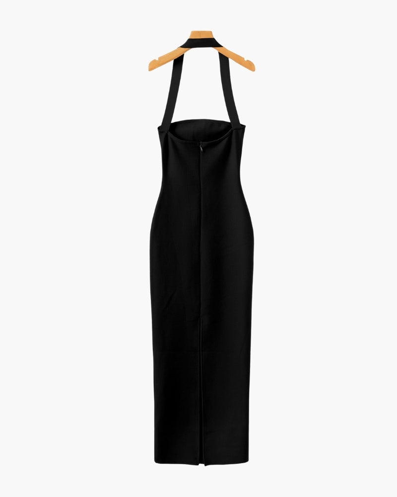 Maxikleid mit Neckholder in Slim Fit