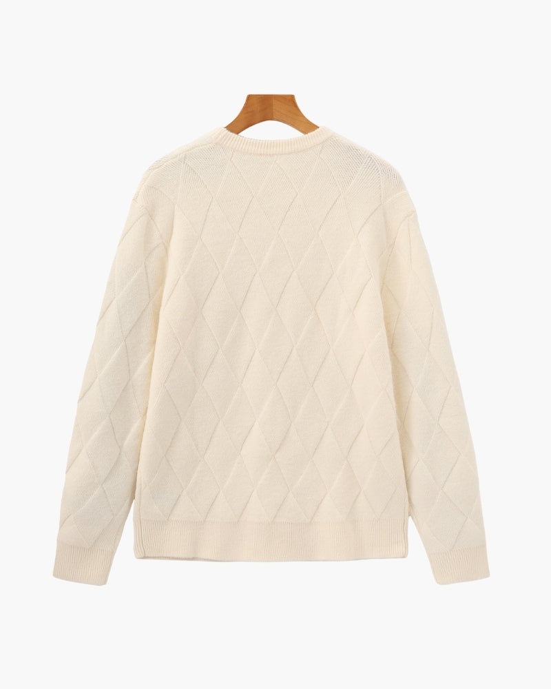 Diamond Knit Pullover mit Rundhals