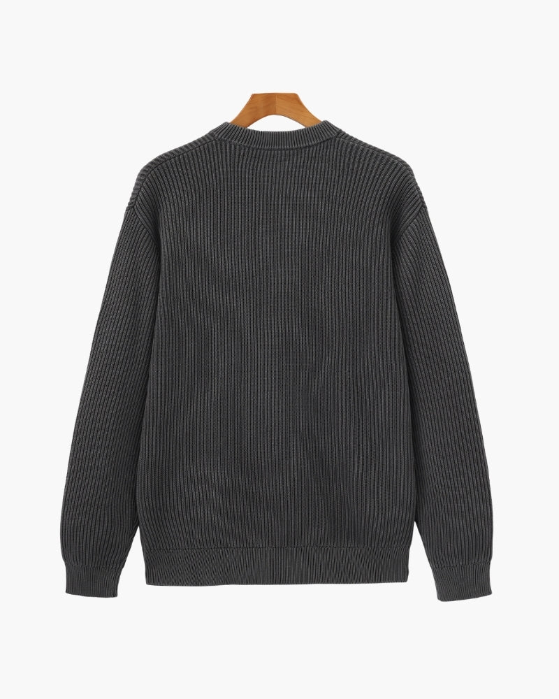 Rippstrick Pullover mit Rundhals