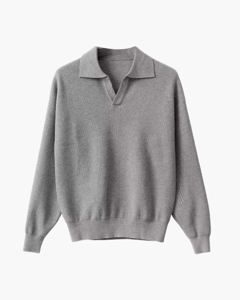 Strukturierter Strick-Polopullover
