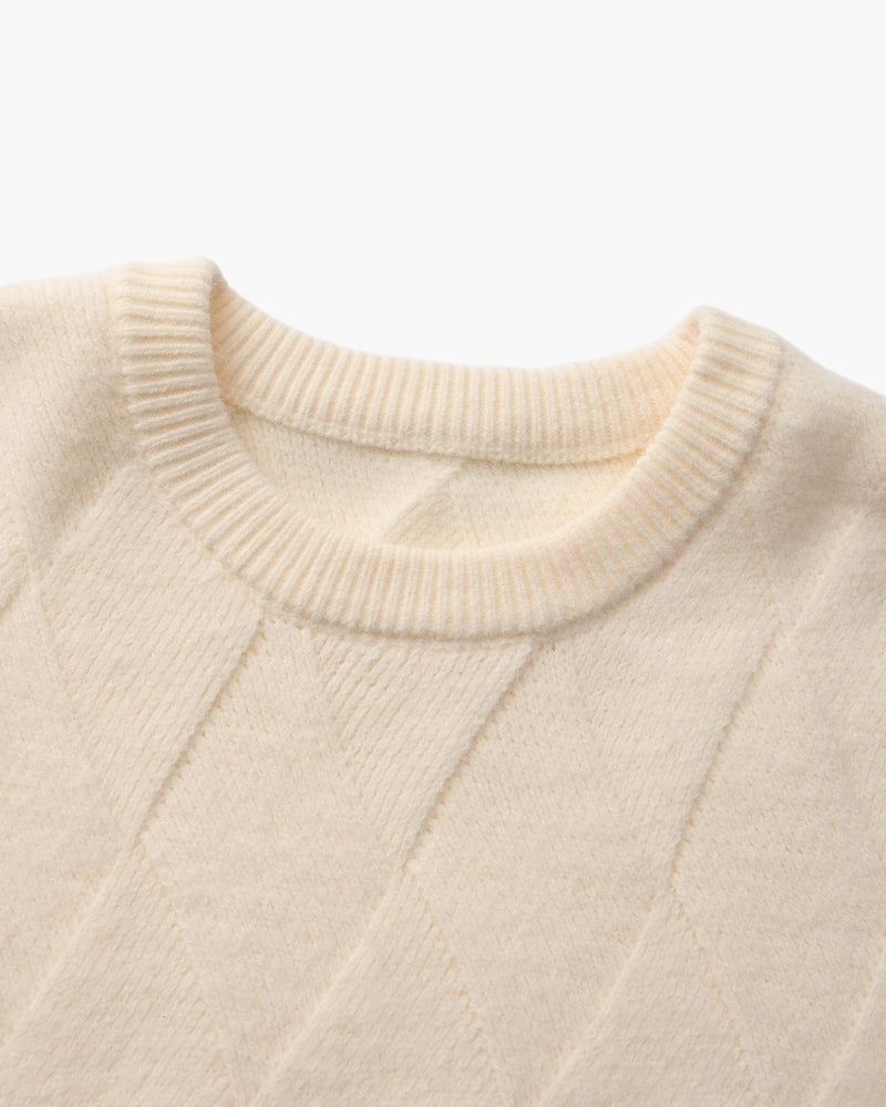 Diamond Knit Pullover mit Rundhals