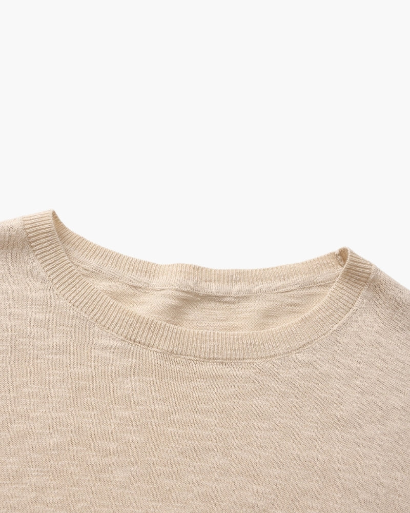 Leinen-Baumwoll Essential Pullover mit Rundhals