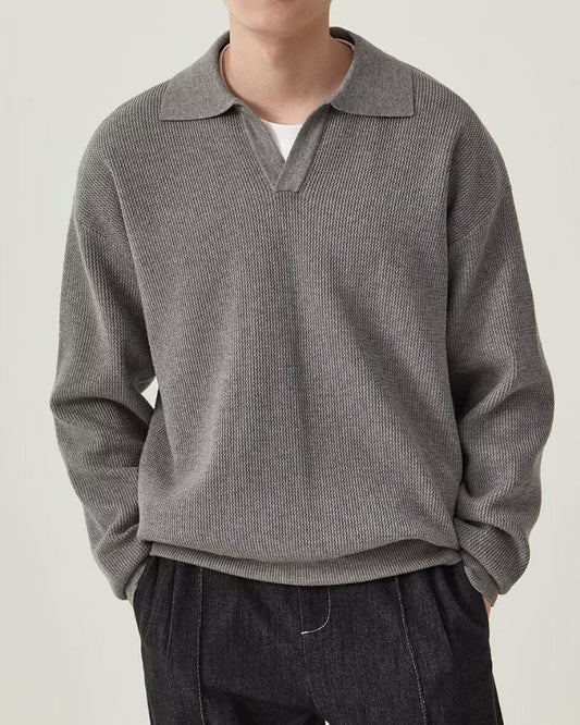 Strukturierter Strick-Polopullover