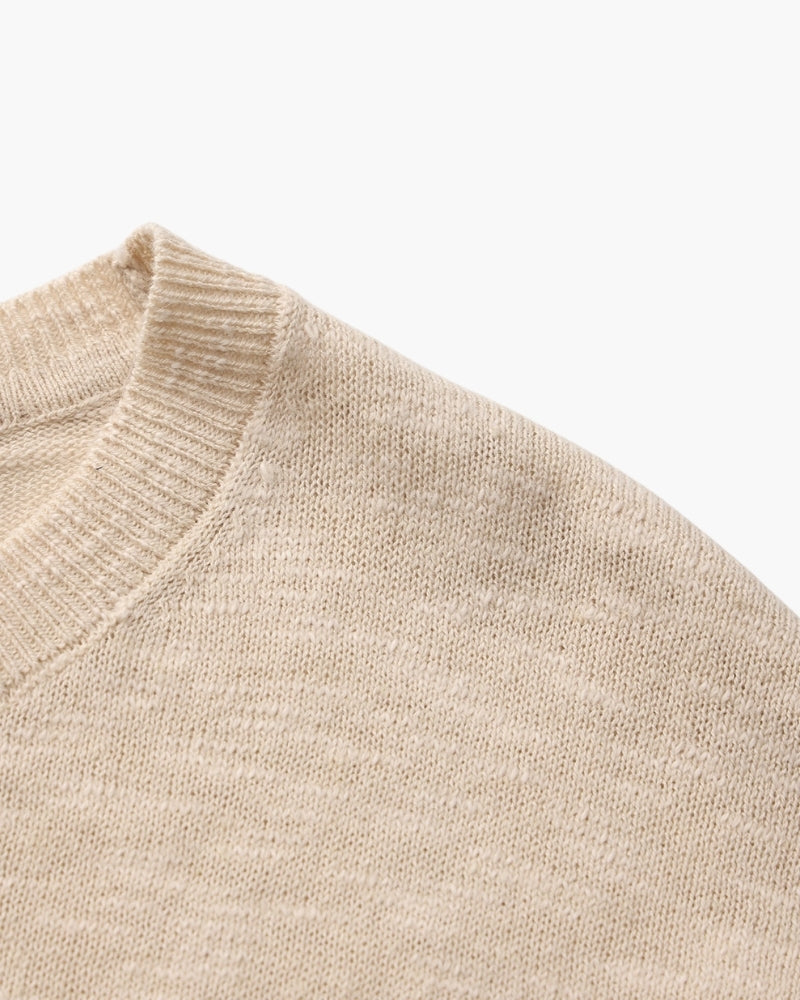 Leinen-Baumwoll Essential Pullover mit Rundhals