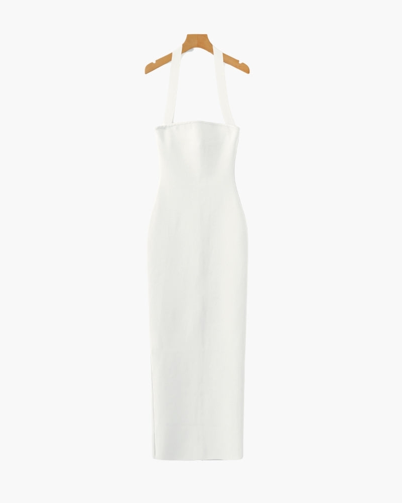 Maxikleid mit Neckholder in Slim Fit