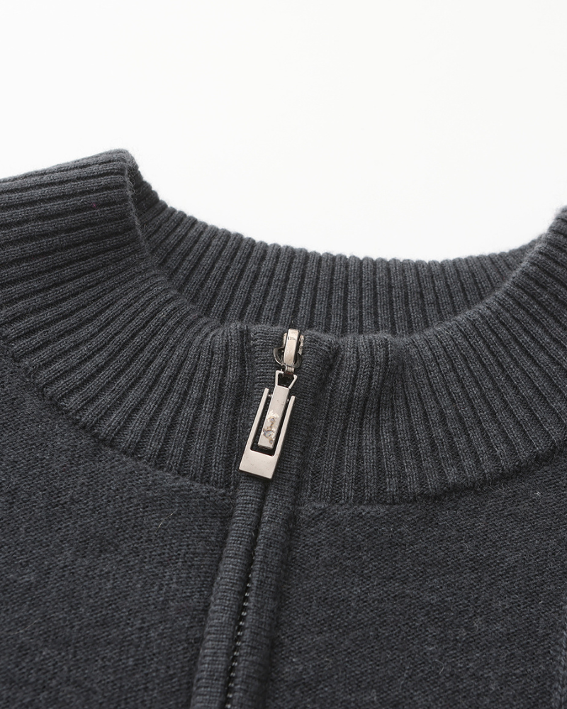 100% Kaschmir Rippstrick Half Zip