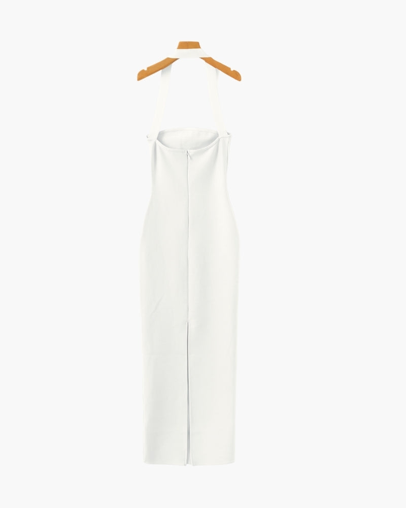 Maxikleid mit Neckholder in Slim Fit