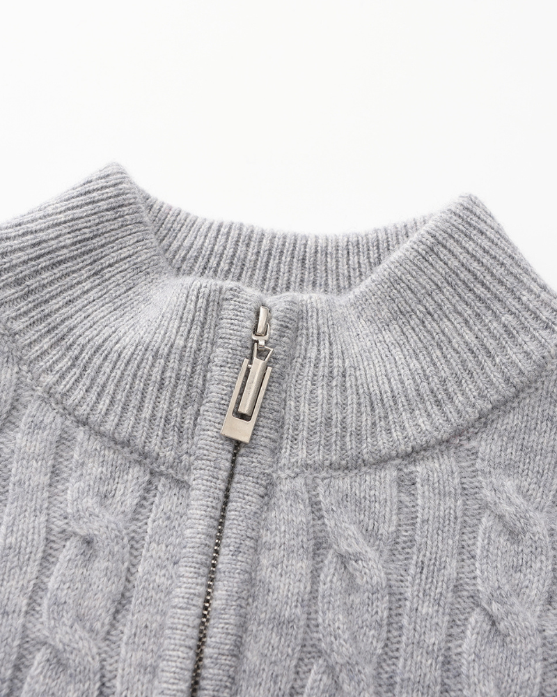 100% Kaschmir Gewebter Half Zip