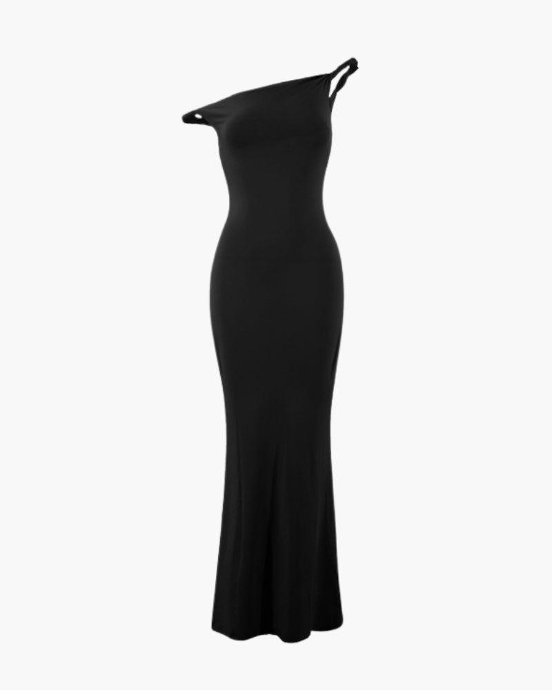 Langes One-Shoulder Bodycon Kleid