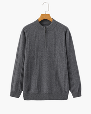 100% Kaschmir Rippstrick Half Zip