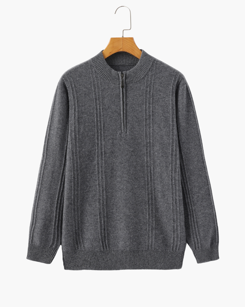100% Kaschmir Rippstrick Half Zip