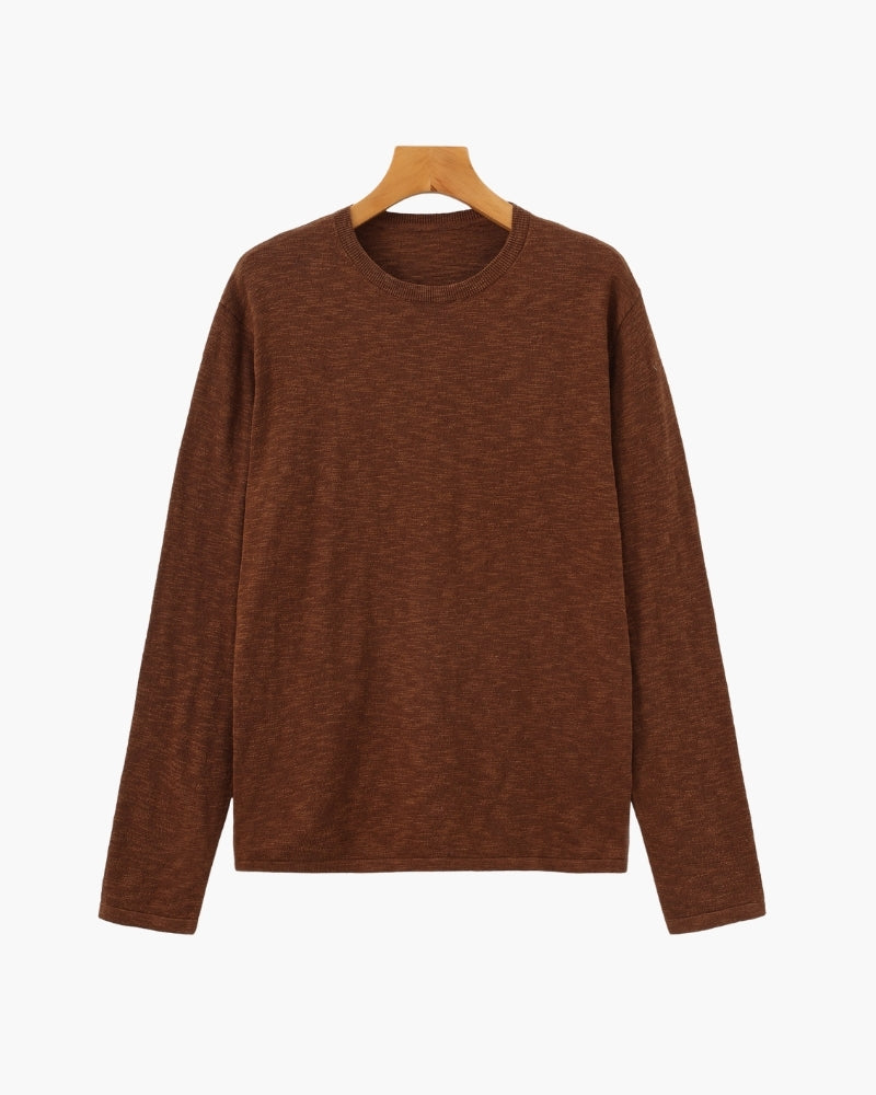 Leinen-Baumwoll Essential Pullover mit Rundhals