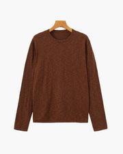 Leinen-Baumwoll Essential Pullover mit Rundhals