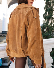 Vintage Wildlederjacke mit Drapierung