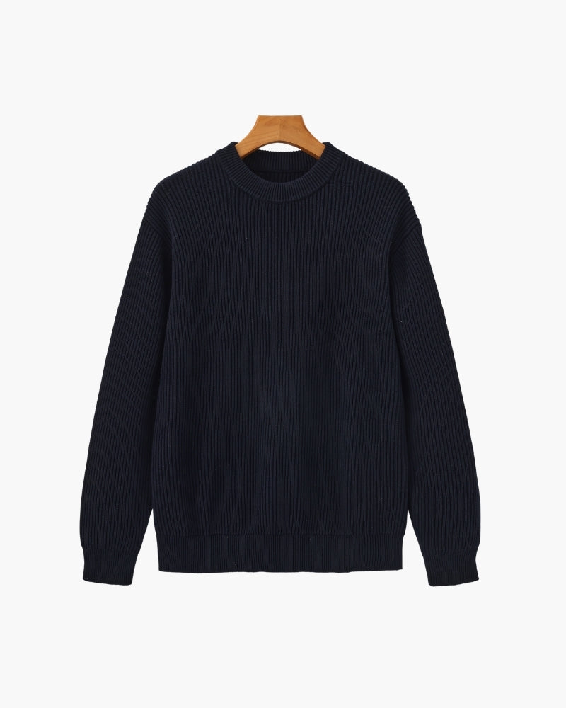 Rippstrick Pullover mit Rundhals