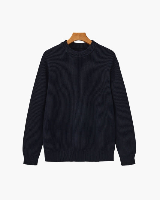 Rippstrick Pullover mit Rundhals