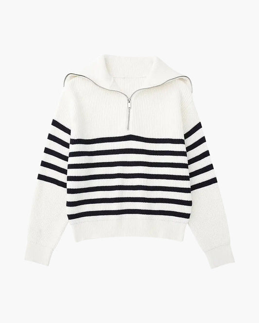Gestreifter Zip Up Pullover