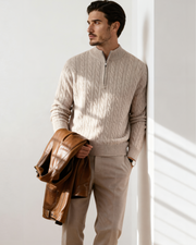 100% Kaschmir Gewebter Half Zip