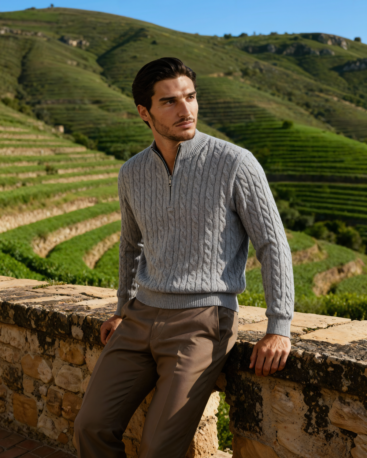 100% Kaschmir Gewebter Half Zip