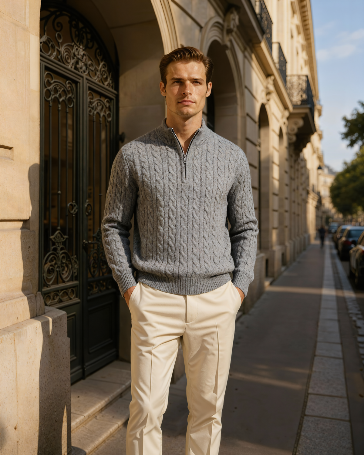 100% Kaschmir Gewebter Half Zip