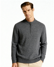 100% Kaschmir Rippstrick Half Zip