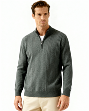 100% Kaschmir Rippstrick Half Zip