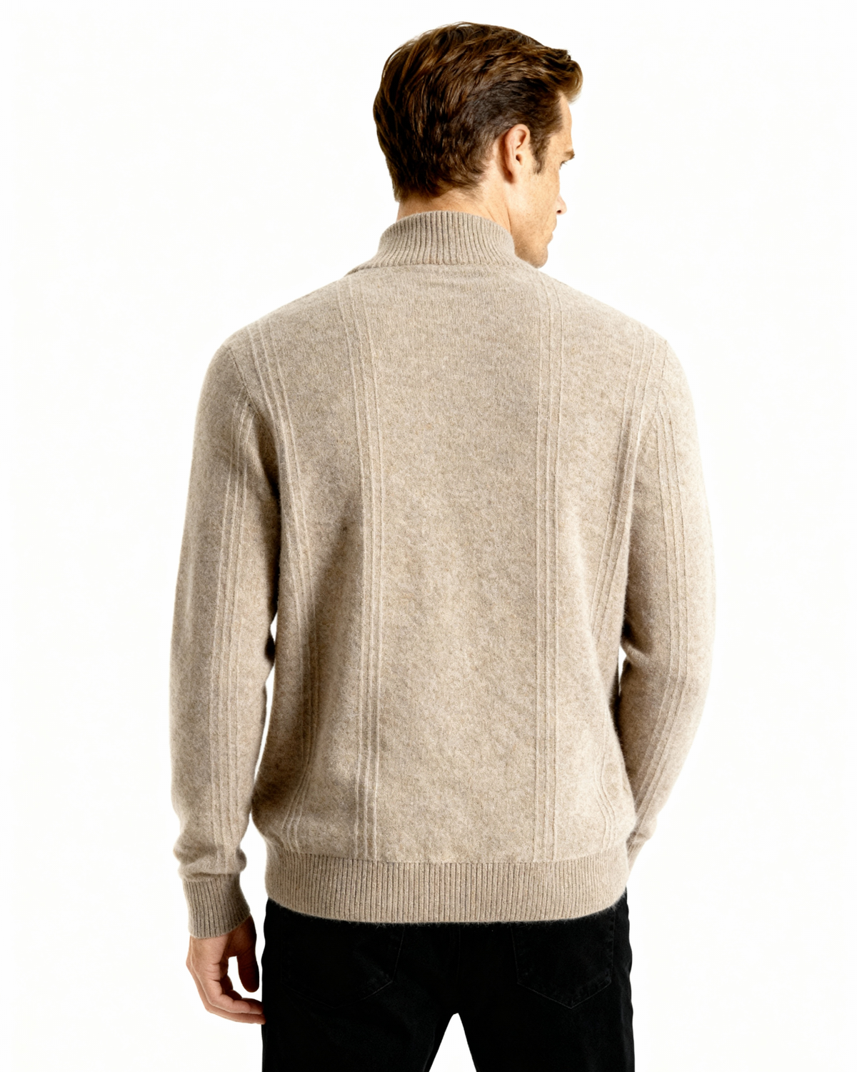 100% Kaschmir Rippstrick Half Zip