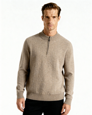 100% Kaschmir Rippstrick Half Zip