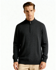 100% Kaschmir Rippstrick Half Zip